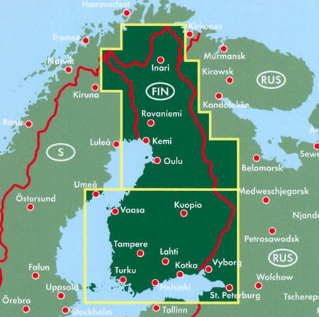 immagine di mappa stradale mappa stradale Finlandia - con Helsinki, Espoo, Tampere, Vantaa, Turku, Oulu, Jyväskylä, Lahti, Kuopio, Kouvola, Pori, Joensuu, Lappeenranta, Hämeenlinna, Rovaniemi, Vaasa, Seinäjoki, Salo, Kotka, Mikkeli - edizione 2021