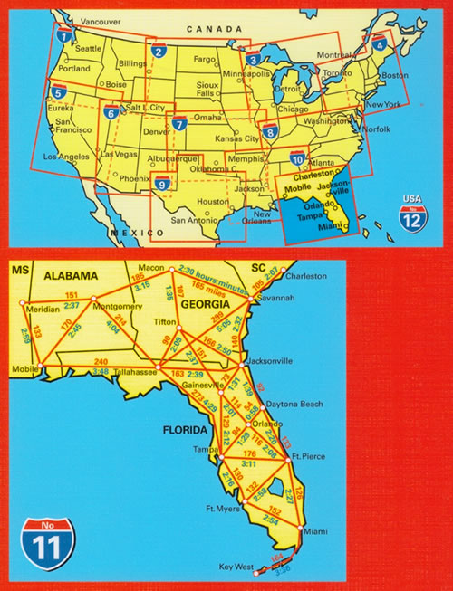 immagine di mappa stradale mappa stradale n.11 - Florida - con Miami, Orlando, Everglades, Key West, Daytona Beach, Ft. Pierce, Ft. Myers, Tampa, Gainesville - con cartografia aggiornata, dettagliata e facile da leggere + guida stradale - EDIZIONE 2025