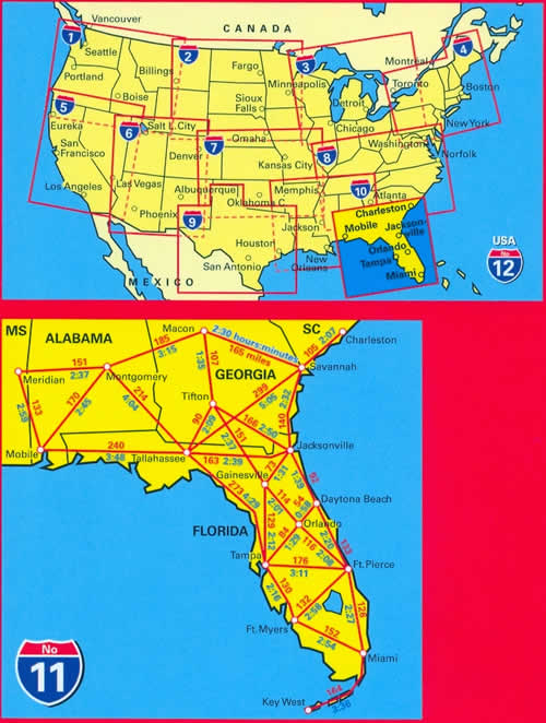 immagine di mappa stradale mappa stradale n.11 - Florida - con Miami, Orlando, Everglades, Key West, Daytona Beach, Ft. Pierce, Ft. Myers, Tampa, Gainesville - con cartografia aggiornata, dettagliata e facile da leggere + guida stradale