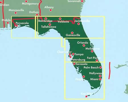 immagine di mappa stradale mappa stradale Florida - con Miami, Tampa, Key West, Orlando, Pensacola - nuova edizione