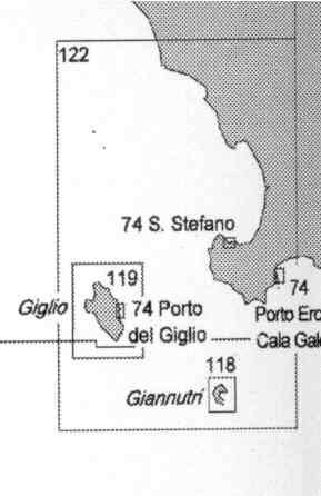 immagine di carta nautica carta nautica 122 - Dalla Foce dell' Ombrone al Promontorio Argentario