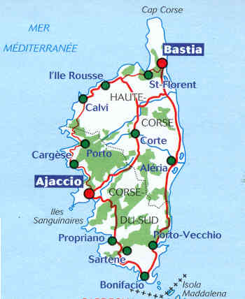 immagine di mappa stradale mappa stradale 345 - Francia - Corsica / Haute-Corse, Corse-du-Sud