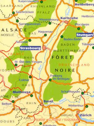 immagine di mappa stradale mappa stradale 516 - Francia - Foret Noire, Alsace, Vallée du Rhin