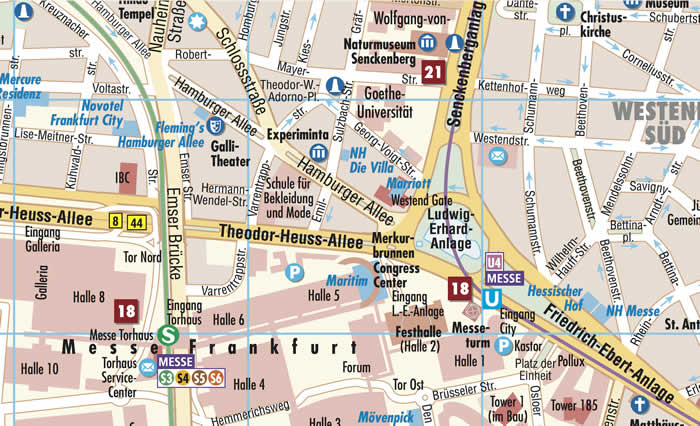 immagine di mappa di città mappa di città Francoforte / Frankfurt - mappa della città plastificata, impermeabile, scrivibile e anti-strappo - dettagliata e facile da leggere, con trasporti pubblici, attrazioni e luoghi di interesse - nuova edizione