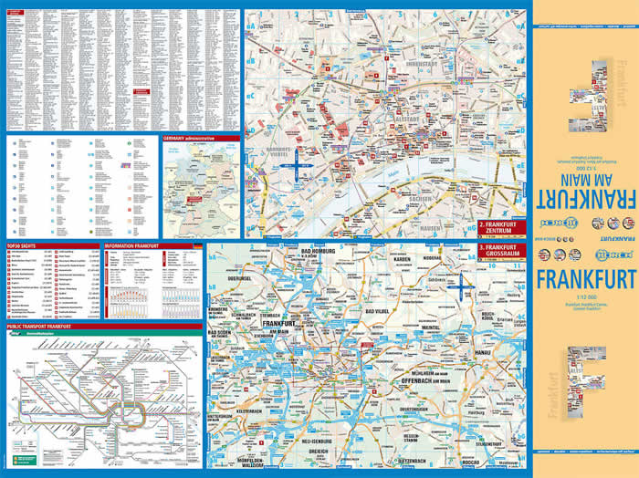 immagine di mappa di città mappa di città Francoforte / Frankfurt - mappa della città plastificata, impermeabile, scrivibile e anti-strappo - dettagliata e facile da leggere, con trasporti pubblici, attrazioni e luoghi di interesse - nuova edizione