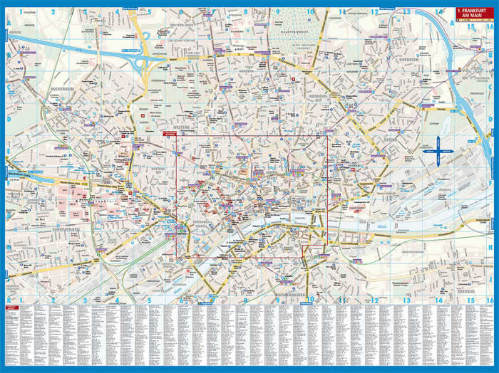 immagine di mappa di città mappa di città Francoforte / Frankfurt - mappa della città plastificata, impermeabile, scrivibile e anti-strappo - dettagliata e facile da leggere, con trasporti pubblici, attrazioni e luoghi di interesse - nuova edizione