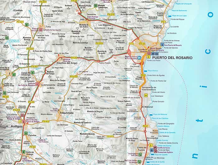immagine di mappa stradale mappa stradale Fuerteventura (Isole Canarie) - mappa stradale - con sentieri, spiagge, percorsi panoramici - EDIZIONE Dicembre 2023