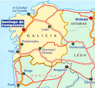 immagine di mappa stradale mappa stradale n.571 - Galicia/Galizia - con Santiago de Compostela, La Corugna, Vigo, Lugo, Pontevedra, Ourense