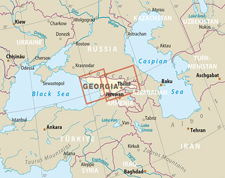 immagine di mappa stradale mappa stradale Georgia - mappa stradale, impermeabile e antistrappo - nuova edizione