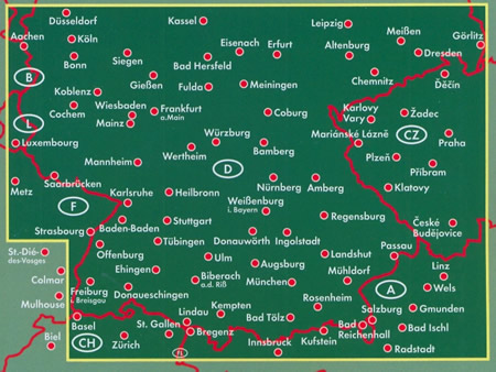 immagine di mappa stradale mappa stradale Germania Sud - edizione 2014