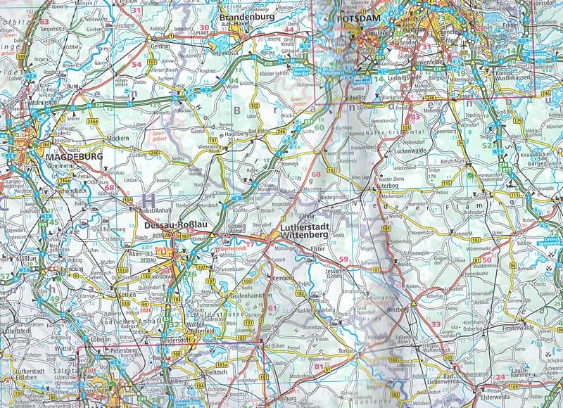 immagine di mappa stradale mappa stradale Germania - mappa stradale - con indice delle città, distanze stradali, mappe dei dintorni delle città, stazioni di servizio, campeggi e aree camper, strade panoramiche, parchi e riserve naturali - EDIZIONE 2024