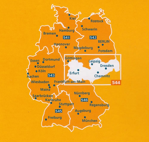 immagine di mappa stradale mappa stradale n.544 - Germania Centro-Est - con Thuringen, Sachsen - edizione Settembre 2023