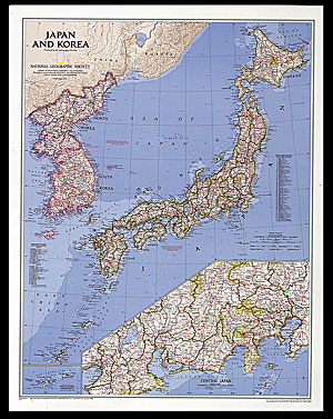 immagine di mappa murale mappa murale Giappone e Corea - mappa murale plastificata, laminata, scrivibile e lavabile - con cartografia politica, aggiornata e molto dettagliata - 58 x 76 cm