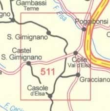 immagine di mappa topografica mappa topografica n.511 - S. Gimignano - con Colle Val d'Elsa, Poggibonsi, Casole d'Elsa