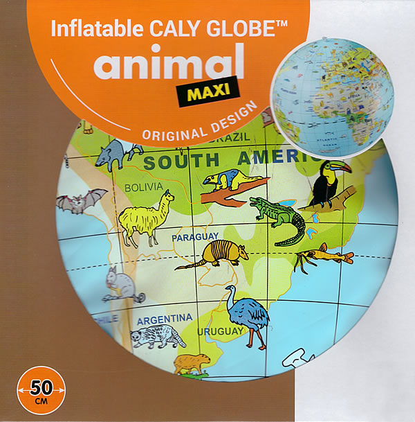immagine di globo geografico globo geografico Globo con Animali - diametro 50 cm (grande formato) - globo gonfiabile politico per bambini, con gli animali di tutti i paesi del mondo - EDIZIONE 2023