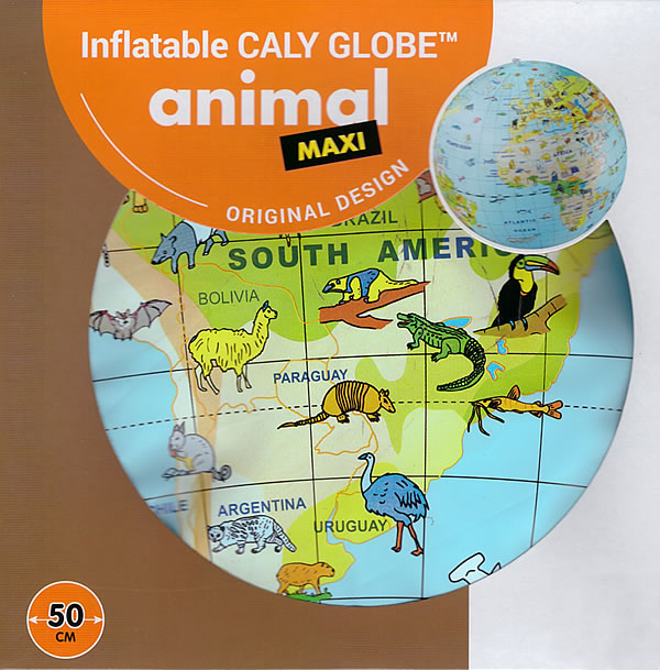 immagine di globo geografico globo geografico Globo con Animali - diametro 50 cm (grande formato) - globo gonfiabile politico per bambini, con gli animali di tutti i paesi del mondo - nuova edizione