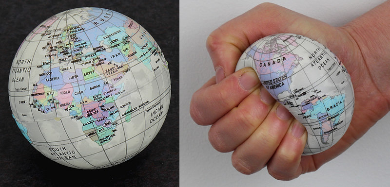 immagine di mappa mappa Globo Antistress / Anti-stress Ball - stile vintage - il regalo ideale per appassionati di viaggi e per imparare la geografia in modo divertente - edizione 2025