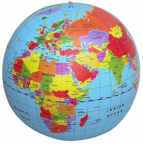 immagine di globo geografico globo geografico Globo Gonfiabile Gigante - diametro 50 cm - globo politico aggiornato per bambini, con i continenti, le nazioni e le capitali del mondo