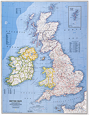 immagine di mappa murale mappa murale Gran Bretagna e Irlanda (British Isles)
