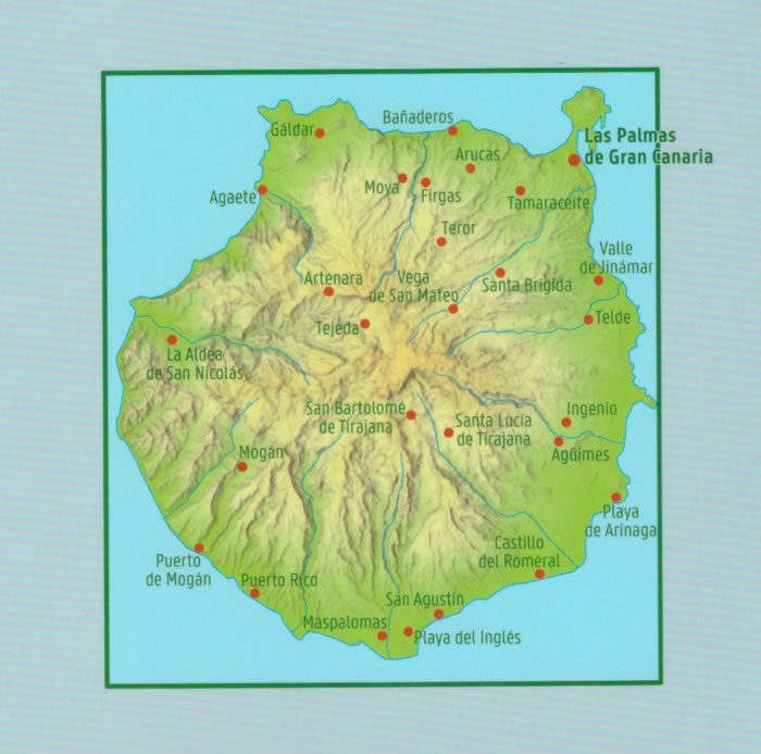 immagine di mappa stradale mappa stradale Gran Canaria (Isole Canarie) - mappa stradale ed escursionistica - con sentieri, spiagge, percorsi panoramici - edizione 2025