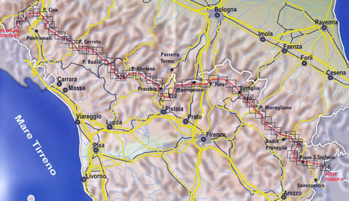 immagine di atlante geografico atlante geografico GEA - Grande Escursione Appenninica - guida per il trekking e mountain-bike con tutte le tappe del percorso + atlante cartografico con carte topografiche CTR - nuova edizione