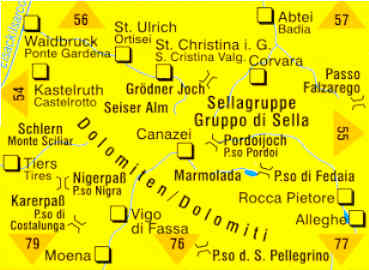 immagine di mappa topografica mappa topografica 59 - Gruppo di Sella / Sellagruppe, Alpe di Siusi, Val Gardena