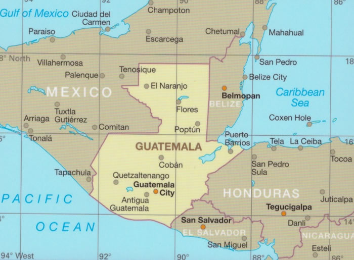 immagine di mappa stradale mappa stradale Guatemala, Belize - con spiagge, percorsi panoramici, parchi e riserve naturali - mappa stradale, impermeabile e antistrappo - nuova edizione
