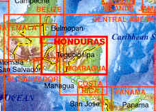 immagine di mappa stradale mappa stradale Honduras - con Tegucigalpa e dintorni