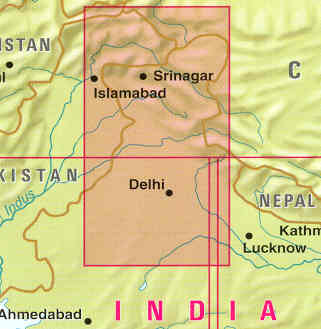 immagine di mappa stradale mappa stradale n.1 - India del Nord - con Agra, Delhi, Srinagar