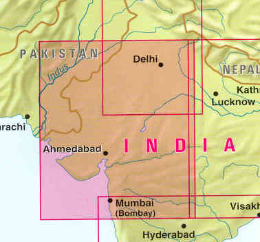 immagine di mappa stradale mappa stradale n.2 - India Ovest con Delhi e Mumbai/Bombay