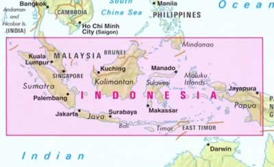 immagine di mappa stradale mappa stradale Indonesia - con Sumatra Nord, Java, Bali, Lombok, Sulawesi Sud