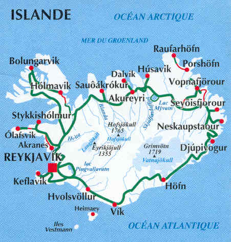 immagine di mappa stradale mappa stradale Islanda / Iceland / Islande