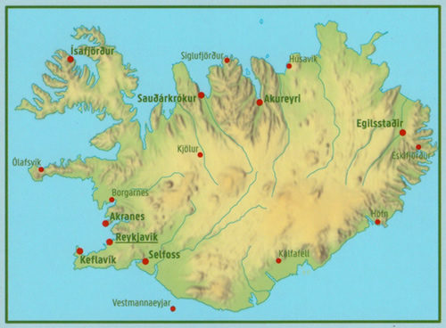immagine di mappa stradale mappa stradale Islanda - con Reykjavik, Kalfafell, Akureyri, Selfoss, Kópavogur, Hafnarfjörður, Reykjanesbær - EDIZIONE Dicembre 2022