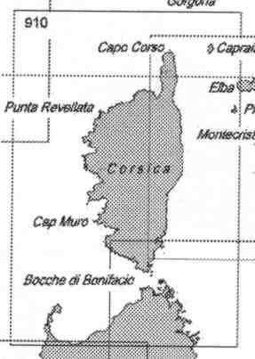 immagine di carta nautica carta nautica 910 INT 3302 - Isola di Corsica