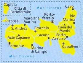 immagine di mappa topografica mappa topografica n.2468 - Isola d'Elba, Capraia e Pianosa - con Portoferraio, Marina di Campo, Porto Azzurro, Capoliveri, Cima del Monte, Rio Marina, Cavo, Procchio, Marciana Marina, Pomonte, M. Capanne, S. Andrea, Lacona - compatibile con GPS