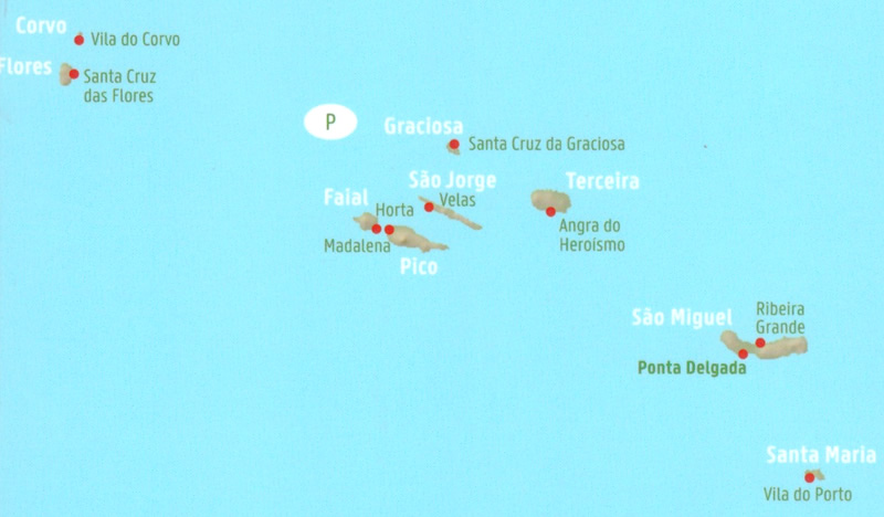immagine di mappa stradale mappa stradale Isole Azzorre - con Corvo, Flores, Graciosa, Terceira, Sao Jorge, Faial, Pico, Sao Miguel, Santa Maria - EDIZIONE 2025
