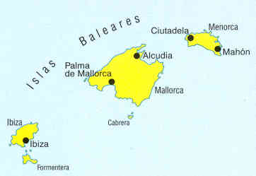 immagine di mappa stradale mappa stradale Isole Baleari, Maiorca / Mallorca, Minorca, Ibiza, Formentera, Palma de Maiorca