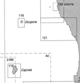 immagine di carta nautica carta nautica 116 - Isole di Capraia e Gorgona