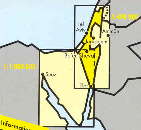 immagine di mappa stradale mappa stradale Israele / Israel e Sinai - con Suez, Tel Aviv, Amman, Gerusalemme