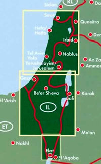 immagine di mappa stradale mappa stradale Israele, Palestina, Terra Santa - Hefa/Haifa, Tel Aviv, Gaza, Gerusalemme/Jerusalem, Elat - edizione 2020