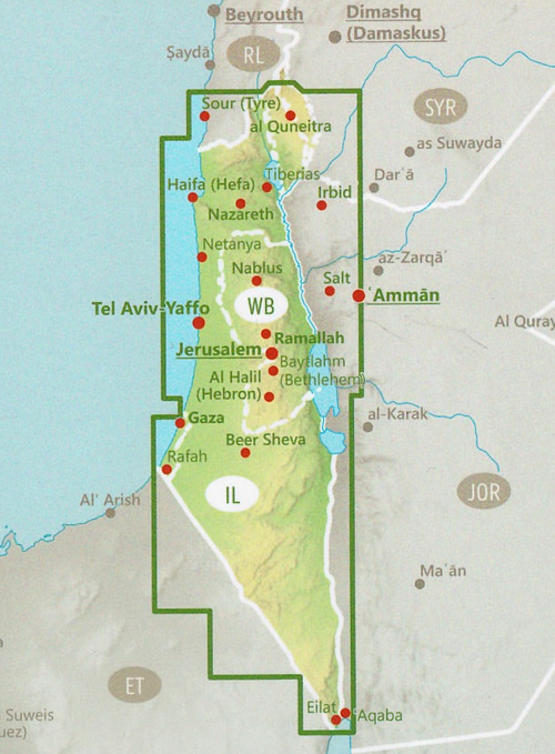 immagine di mappa stradale mappa stradale Israele, Palestina, Terra Santa - Hefa/Haifa, Tel Aviv, Gaza, Gerusalemme/Jerusalem, Elat - edizione 2023