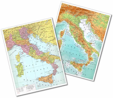 immagine di mappa scolastica mappa scolastica Italia - Fisica e Politica - mappa plastificata 29 x 37 cm - edizione 2013