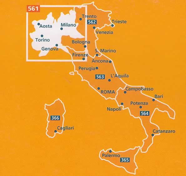 immagine di mappa stradale mappa stradale Italia Nord-Ovest - con Lombardia, Piemonte, Valle d'Aosta, Liguria - mappa stradale Michelin n.561 - nuova edizione