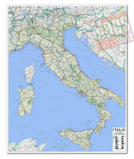 immagine di mappa murale mappa murale Italia - mappa murale con cartografia molto dettagliata e aggiornata - plastificata - 110 x 130 cm - edizione 2023
