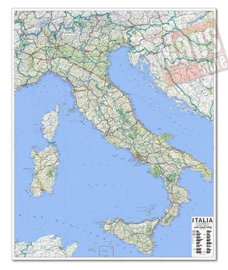 immagine di mappa murale mappa murale Italia - mappa murale con cartografia molto dettagliata e aggiornata - plastificata - 110 x 130 cm - edizione 2025