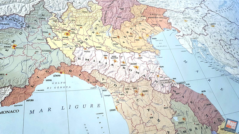 immagine di mappa mappa Italia Politica - mappa murale - 70 x 100 cm - cartografia aggiornata con confini di regioni e province - edizione 2025