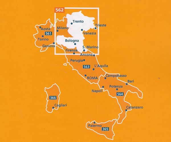 immagine di mappa stradale mappa stradale Italia Nord-Est - con Veneto, Trentino Alto Adige, Friuli Venezia Giulia, Emilia Romagna - mappa stradale Michelin n.562 - nuova edizione