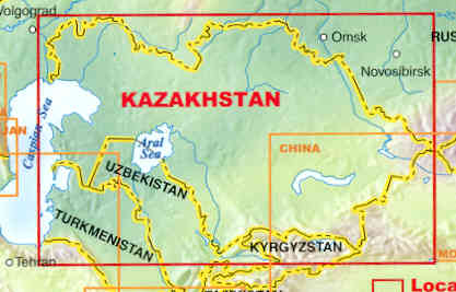 immagine di mappa stradale mappa stradale Kazakhstan - con Almaty, Astana - mappa plastificata - nuova edizione