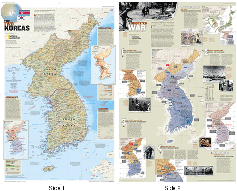 immagine di mappa murale mappa murale Korea Nord e Sud