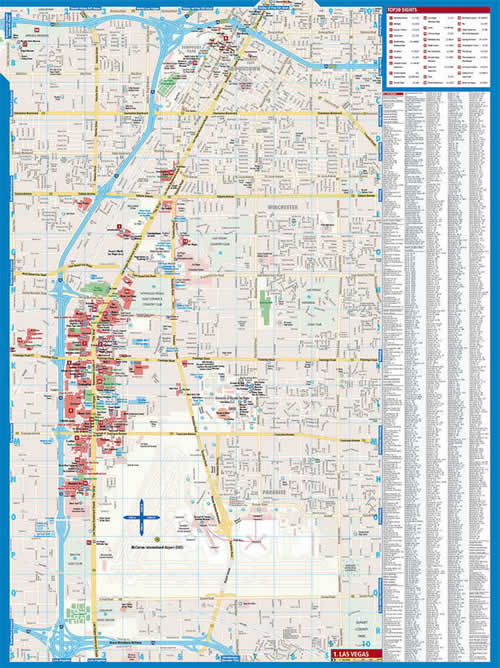 immagine di mappa di città mappa di città Las Vegas - mappa della città plastificata, impermeabile, scrivibile e anti-strappo - dettagliata e facile da leggere, con trasporti pubblici, attrazioni e luoghi di interesse - nuova edizione